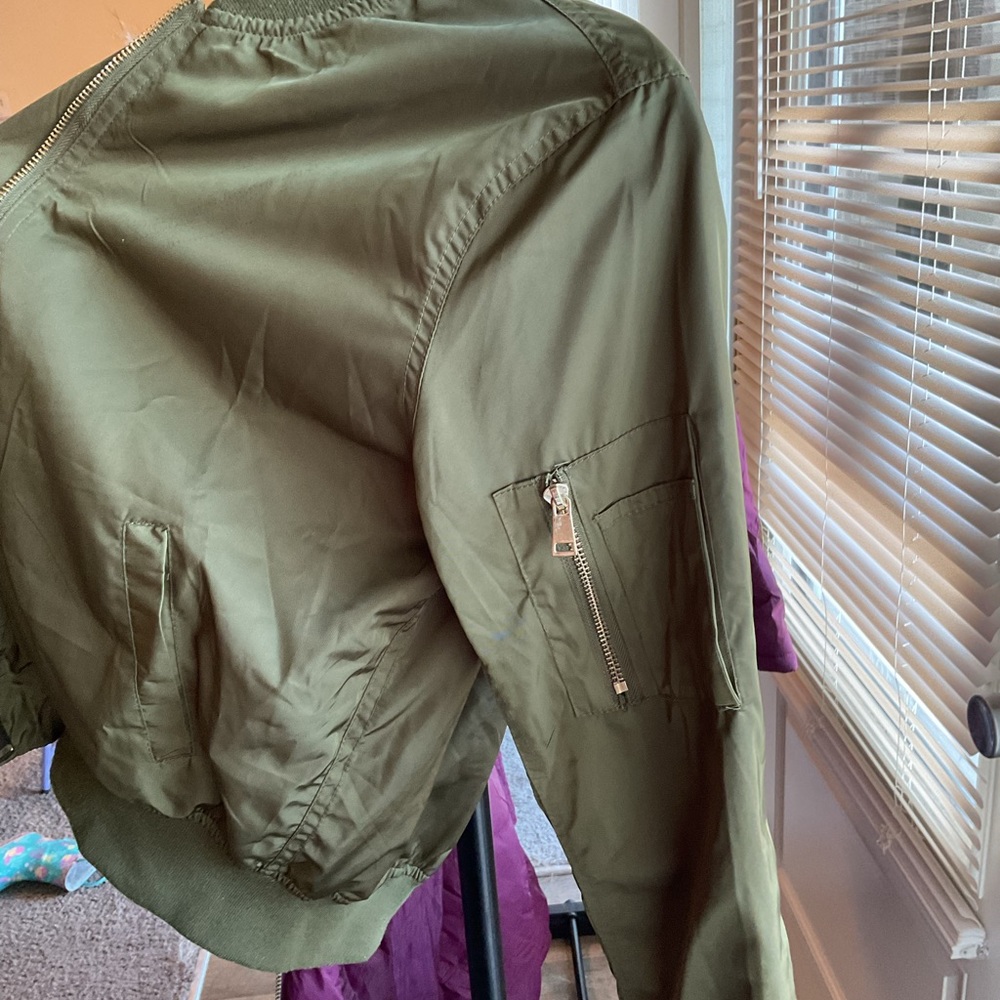 Bomber, olive green jacket, used, h&m